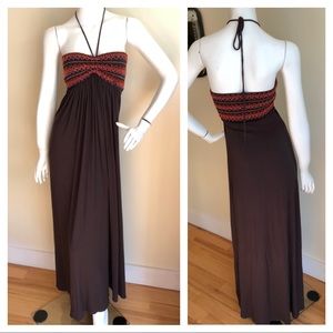 NEW Sky embroidered halter maxi dress